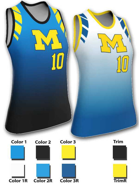 Quick Ship - Womens/Girls "Bullseye Gradient" Custom Sublimated Reversible Basketball Uniform Quick Ship Womens Reversible Basketball All Sports Uniforms