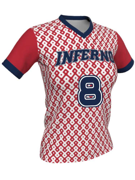Dawg - Ladies/Girls "Night Hunt" Custom Sublimated Short Sleeve Lacrosse Game Jersey Ladies Non-Reversible Jerseys All Sports Uniforms