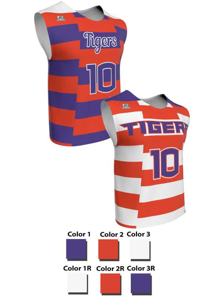 Mens/Youth "First Strike" Custom Sublimated Reversible Wide Shoulder Sleeveless Lacrosse Game Jersey Wide Shoulder All Sports Uniforms
