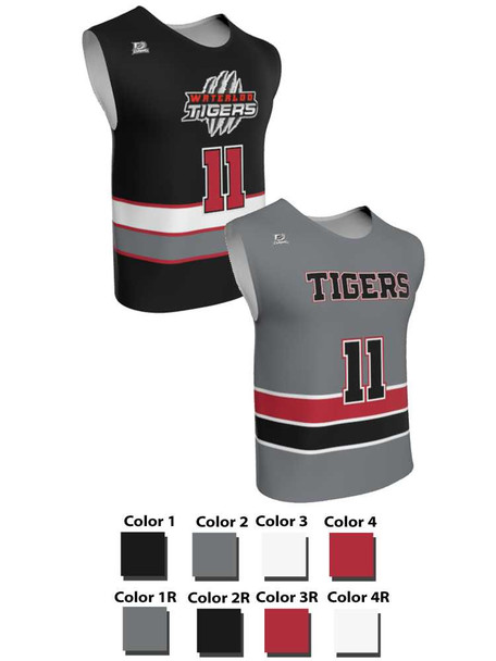 Mens/Youth "Top Dawg" Custom Sublimated Reversible Wide Shoulder Sleeveless Lacrosse Game Jersey Wide Shoulder All Sports Uniforms