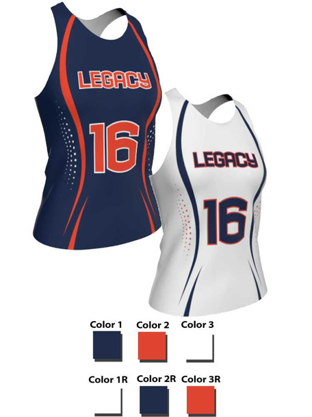 Dawg - Ladies/Girls "No Mercy" Custom Sublimated Reversible Lacrosse Uniform Set Ladies Practice Uniforms All Sports Uniforms