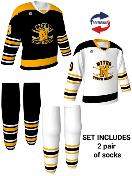 Dawg - Adult/Youth "Top Dawg" Custom Sublimated Reversible V-Neck Yoked Hockey Jersey + Socks