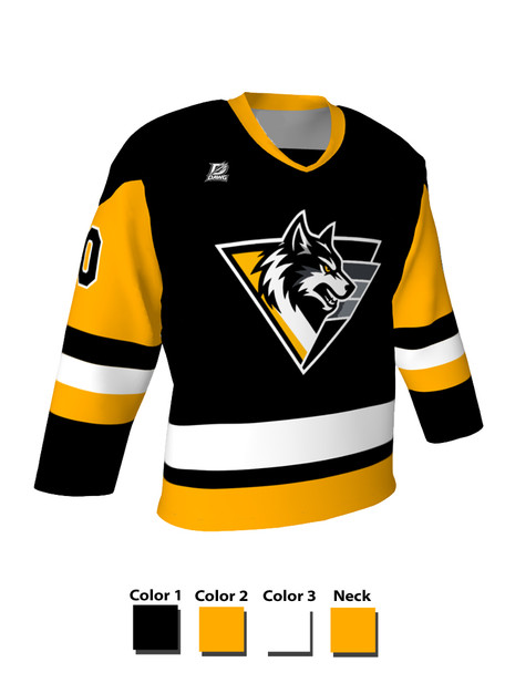 Dawg - Adult/Youth "Pittsburgh Dawg" Custom Sublimated V-Neck Yoked Hockey Jersey