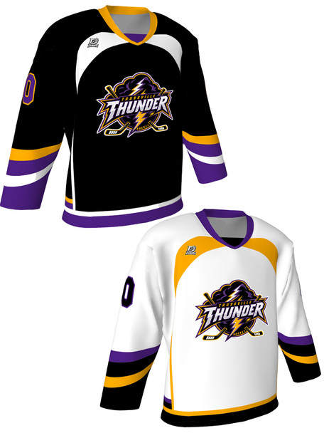 Dawg - Adult/Youth "Hat Trick" Custom Sublimated Reversible V-Neck Yoked Hockey Jersey