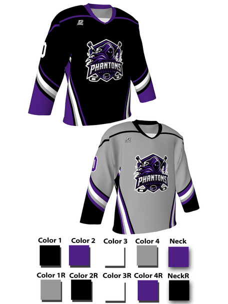 Dawg - Adult/Youth "Anaheim Dawg" Custom Sublimated Reversible V-Neck Yoked Hockey Jersey + Socks