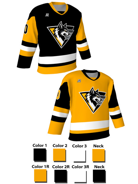 Dawg - Adult/Youth "Pittsburgh Dawg" Custom Sublimated Reversible V-Neck Yoked Hockey Jersey + Socks