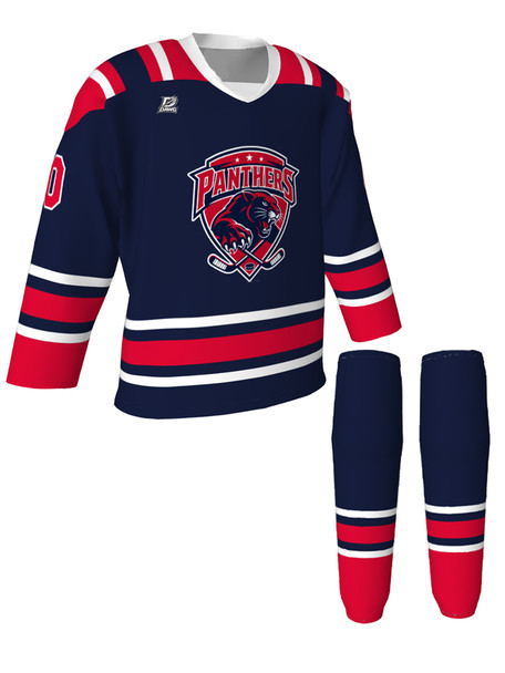 Dawg - Adult/Youth "Biscuit" Custom Sublimated V-Neck Yoked Hockey Jersey + Socks