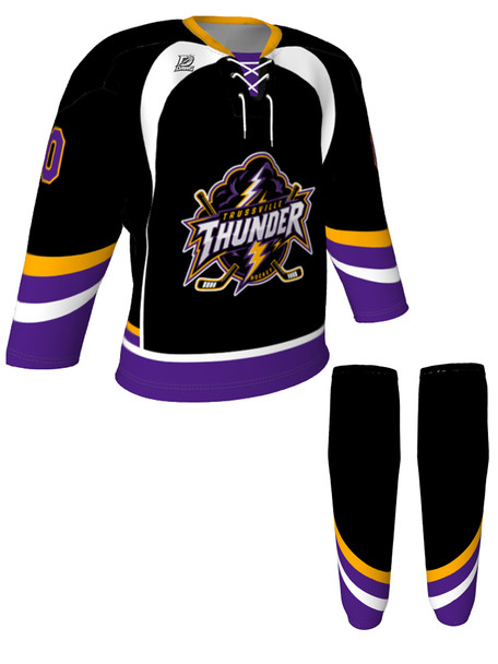Dawg - Adult/Youth "Hat Trick" Custom Sublimated Laced Yoked Hockey Jersey + Socks