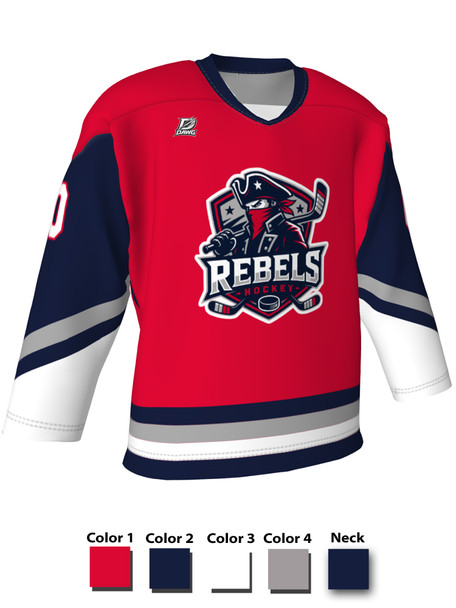 Dawg - Adult/Youth "Slash" Custom Sublimated V-Neck Non-Yoked Hockey Jersey