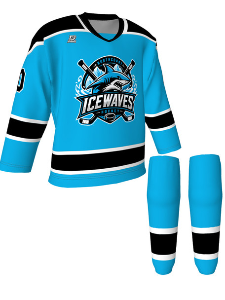 Dawg - Adult/Youth "No Leash" Custom Sublimated V-Neck Non-Yoked Hockey Jersey + Socks