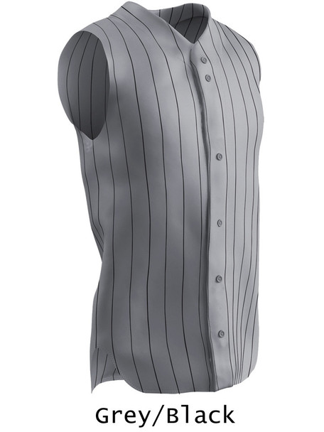 "Sleeveless Yankee Pinstripe" Button Front Baseball Jersey