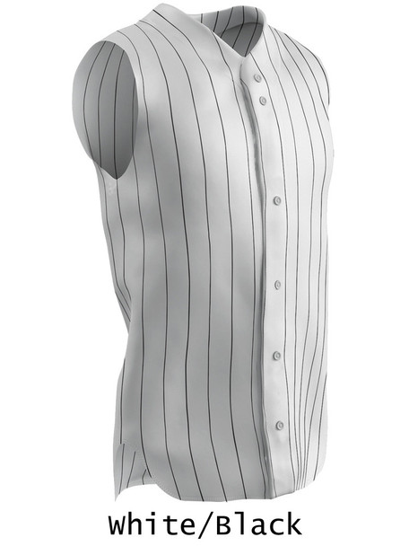 "Sleeveless Yankee Pinstripe" Button Front Baseball Jersey