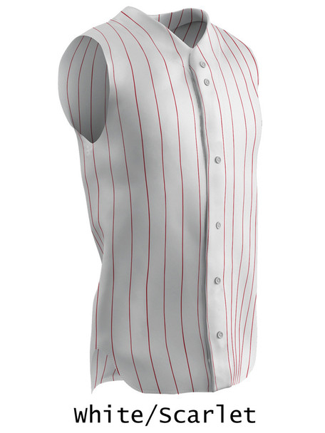 "Sleeveless Yankee Pinstripe" Button Front Baseball Jersey
