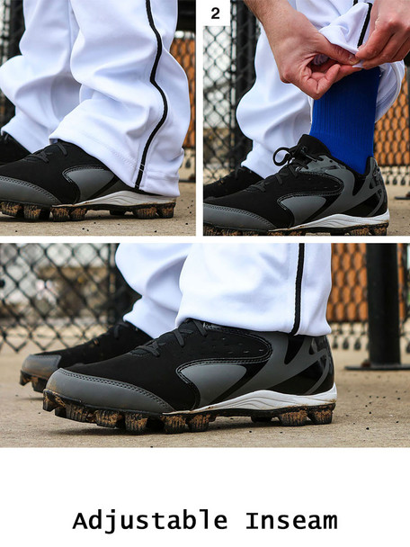 12 oz Relaxed Fit "Lightning" Open Bottom Baseball Pants with Adjustable Inseam