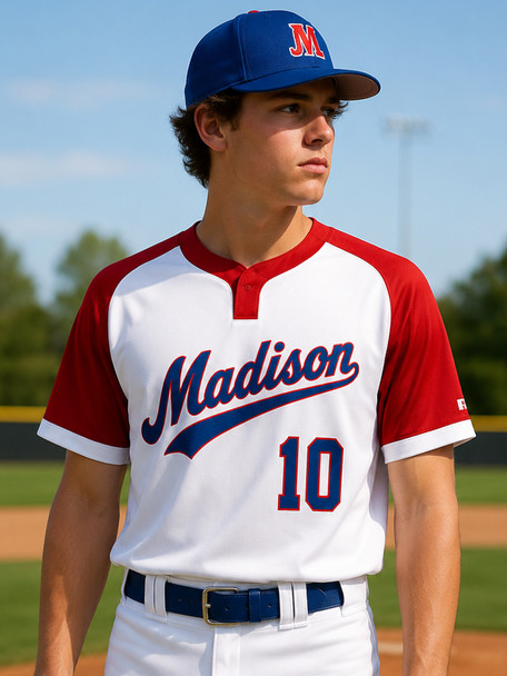 Adult "Baseline" Covered Placket Baseball Jersey