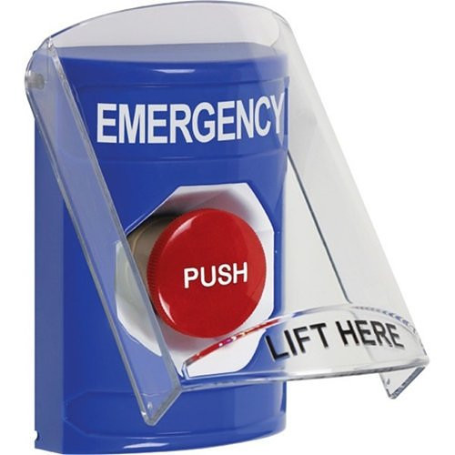 BLUE EMERGENCY PUSH BUTTON