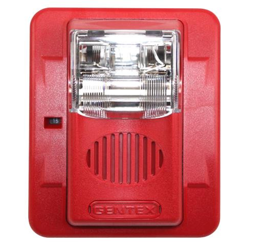 Horn/Strobe, 12 VDC, Wall, Red,