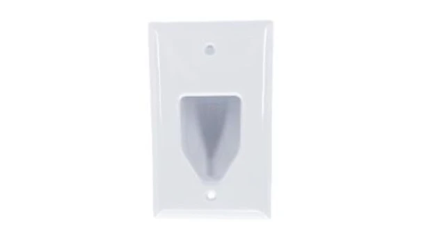 Single-Gang Recessed Cable Plate  WHITE