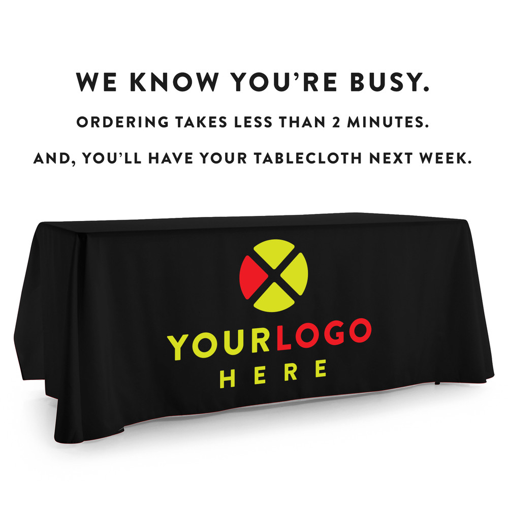 3-Sided Open-Back Custom Printed Logo Tablecloth