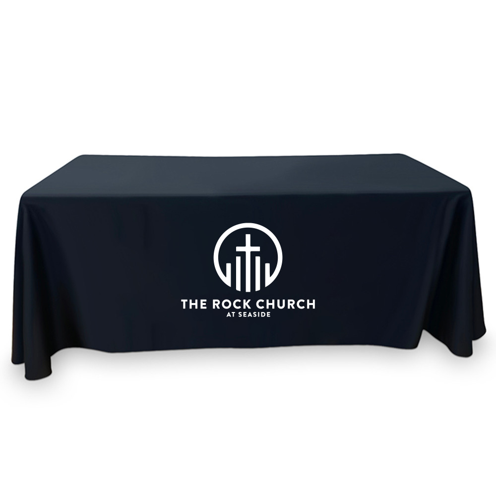 3-Sided Open-Back Custom Tablecloth with Logo for Churches