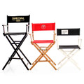 Three different colored and sized directors chair