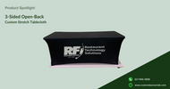 Case Study: Custom Banner Lab’s Project for R.F. TECHNOLOGIES - 3-Sided Open-Back Custom Stretch Tablecloth