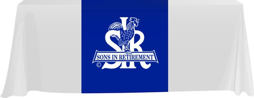 Sons In Retirement - 28" Table Runner: ROYAL BLUE w/ WHITE INK
