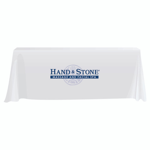 Hand and Stone 3-sided 6 Foot Tablecloth - White