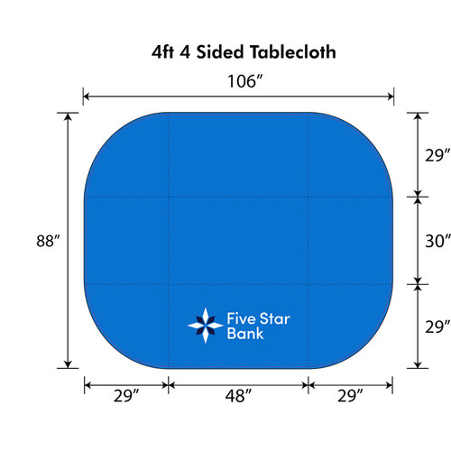 FIVE STAR BANK: 4-Sided 4 Foot Tablecloth