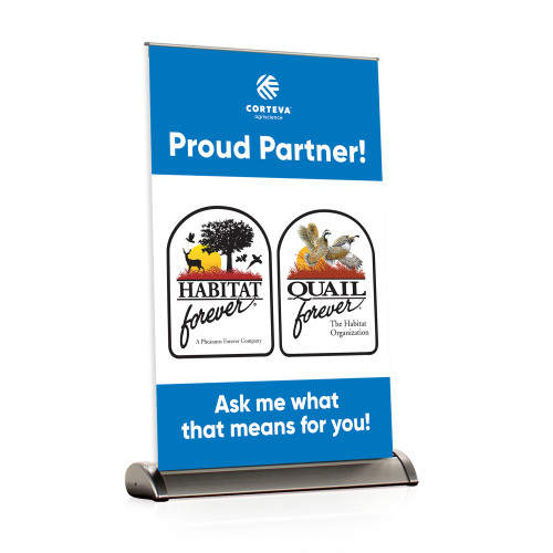 11x17 Mini Retractable Table Top Display: Proud Partner: Quail Version