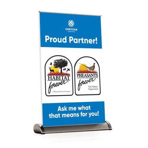 11x17 Mini Retractable Table Top Display: Proud Partner: Pheasants Version