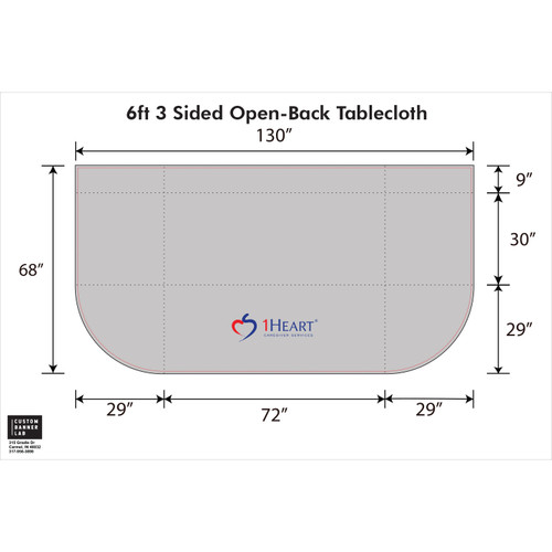 1Heart Care Giver Services 3-sided 6 Foot Logo Tablecloth