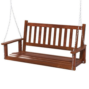 2-Person Wooden Outdoor Porch Swing with 500 lbs Weight Capacity-Brown B593-NP11445