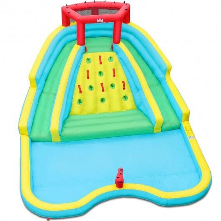 Double Side Inflatable Water Slide Park with Climbing Wall for Outdoor Without Blower - Color: Blue D681-OP70081