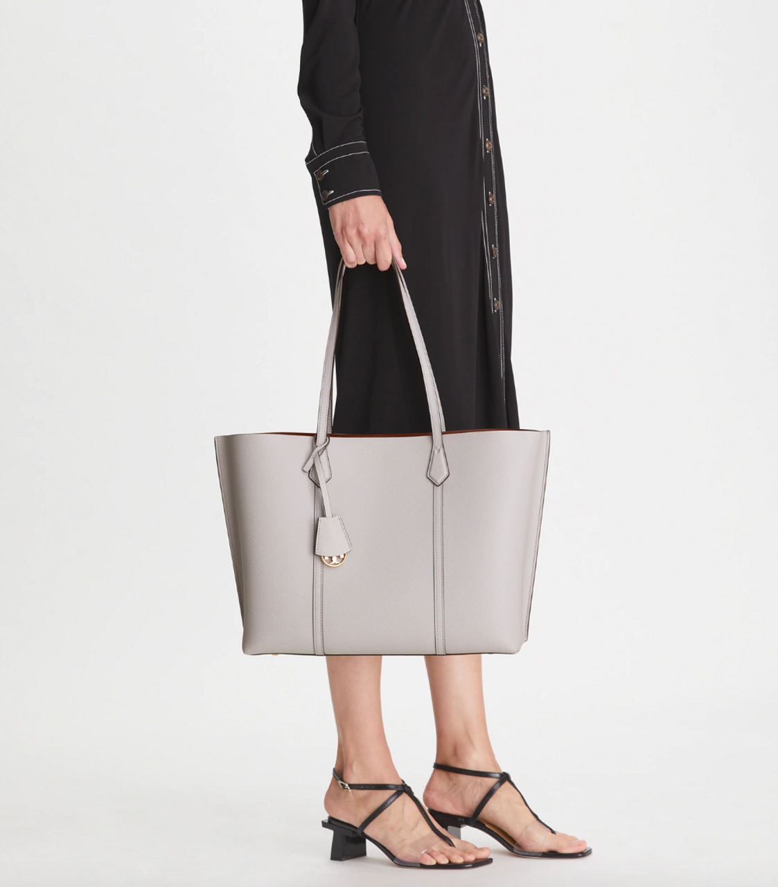 Tory Burch Perry Triple-Compartment Tote- Gray Heron