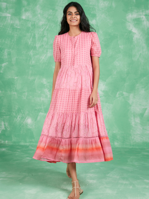 Daphne Midi Dress - Pink Kokoro