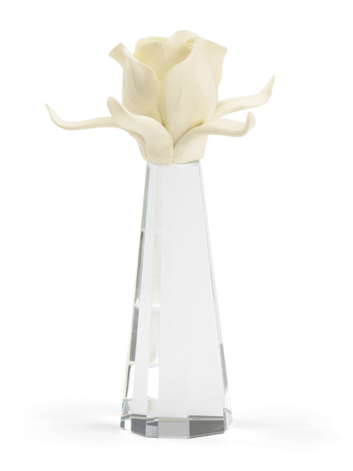 Small Rose On Stand - Cream