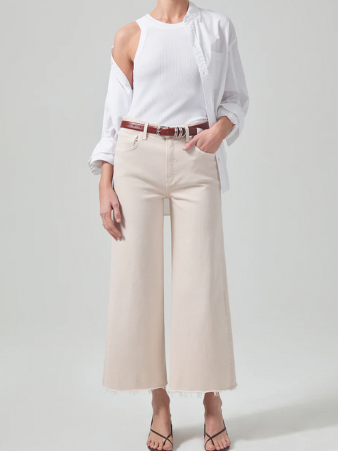 Lyra Wide Leg Crop Jean - Almondette