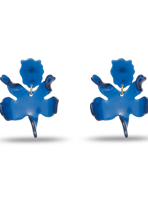 Small Paper Lily Earrings - Cobalt