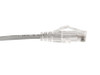 Category-6A Slim Type Mold-Injection-Snagless Patch Cord, 6in, 28AWG Stranded, PVC Jacket, Gray.