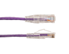Category-6A Slim Type Mold-Injection-Snagless Patch Cord, 1FT, 28AWG Stranded, PVC Jacket, Purple.