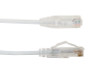 Category-6A Slim Type Mold Injection-Snagless Patch Cord, 28AWG Stranded, PVC Jacket, White.