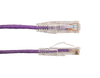 Category-6A Slim Type Mold-Injection-Snagless Patch Cord, 2FT, 28AWG Stranded, PVC Jacket, Purple.
