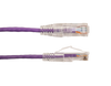 Category-6A Slim Type Mold-Injection-Snagless Patch Cord, 5FT, 28AWG Stranded, PVC Jacket, Purple.