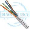 CAT6, Plenum, MADE IN USA, 23AWG, UTP, 4 Pair, Solid Bare Copper, 550MHz, 1000ft Pull Box, White