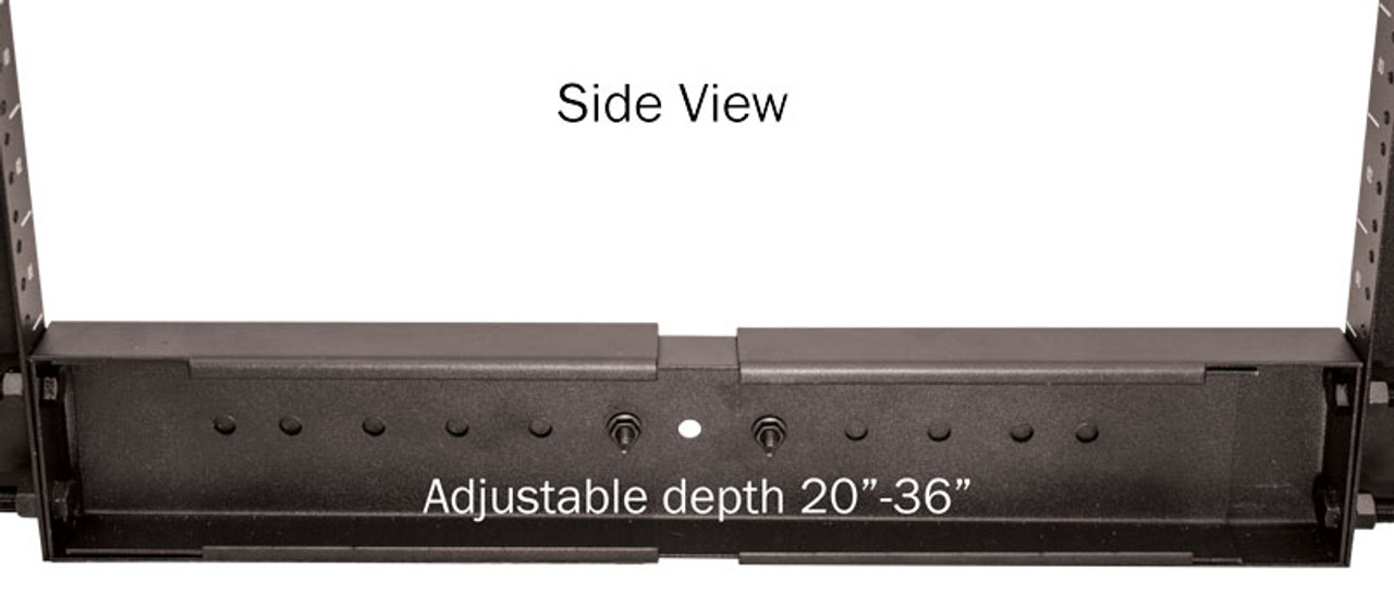 45U 4 post Open Rack, Black, Steel Frame, Adjustable Depth