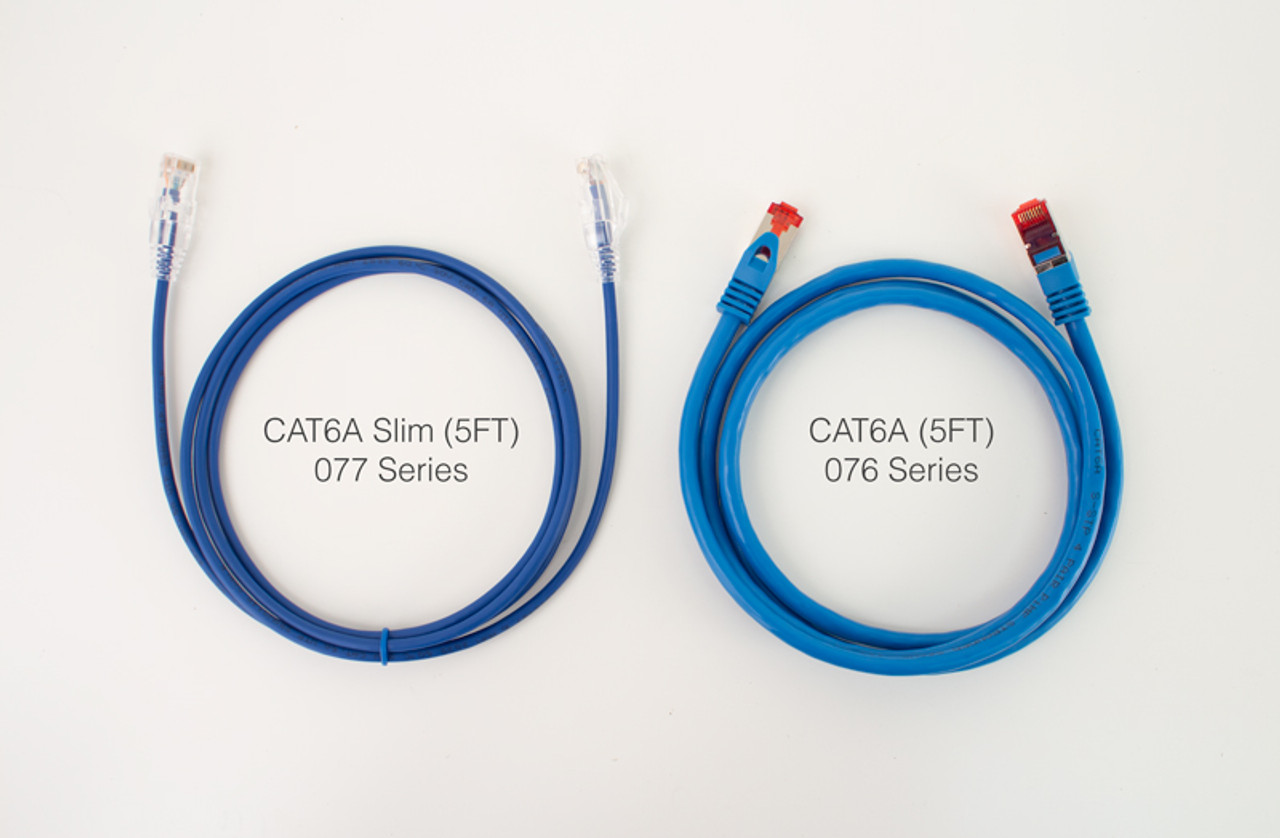 Category-6A Slim Type Mold-Injection-Snagless Patch Cord, 6in, 28AWG Stranded, PVC Jacket, Green.