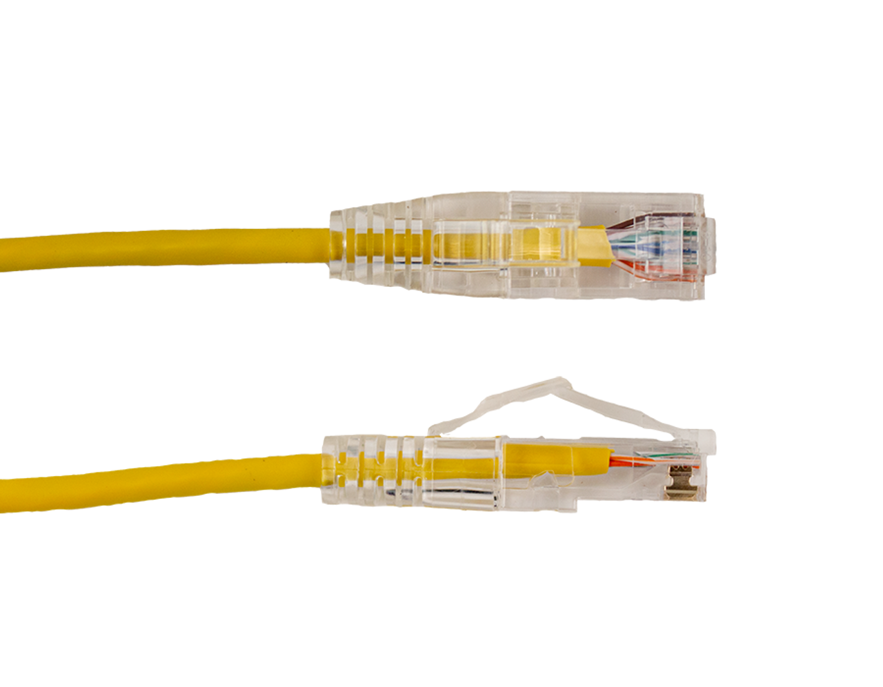 Category-6A Slim Type Mold-Injection-Snagless Patch Cord, 14ft, 28AWG Stranded, PVC Jacket, Yellow.