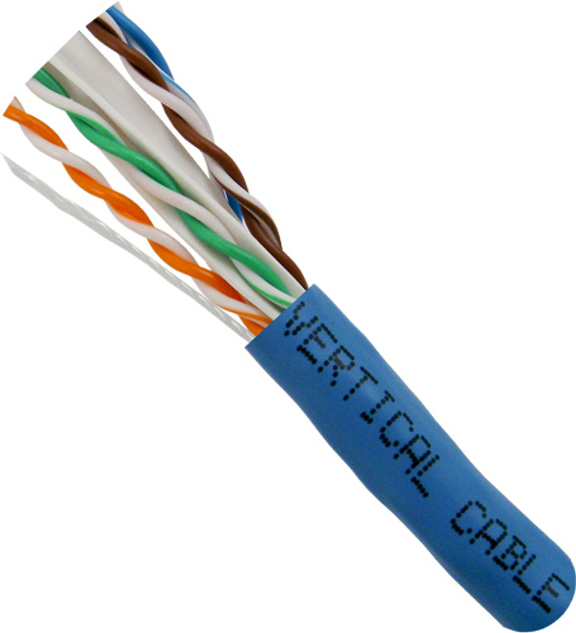 CAT6A Cable, CMR (Riser-Rated) UTP (Unshielded Twisted Pairs), 23 AWG Solid-Bare Copper, Wooden Spool, 1000 ft. Blue