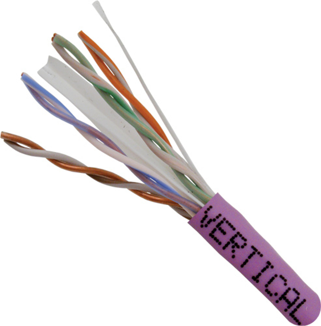 CAT6A Cable, CMR (Riser-Rated) UTP (Unshielded Twisted Pairs), 23 AWG Solid-Bare Copper, Wooden Spool, 1000 ft. Purple